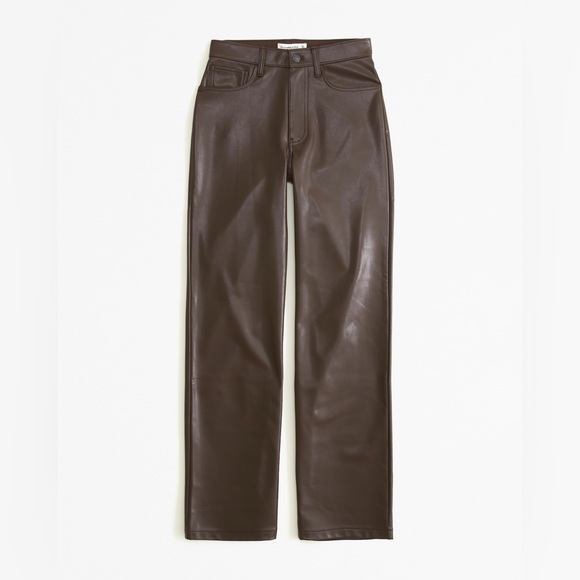Abercrombie and Fitch Vegan Leather 90s Straight Ultra High Rise Pant - Size 6 - Picture 7 of 11